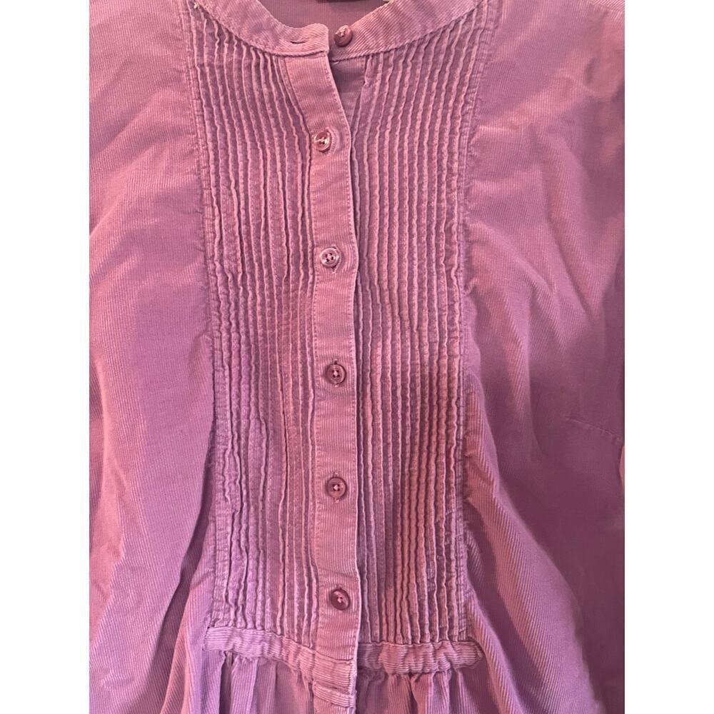 L.L. Bean Corduroy Prairie Button Up Shirt Pintuck Purple Long Sleeve Sz M